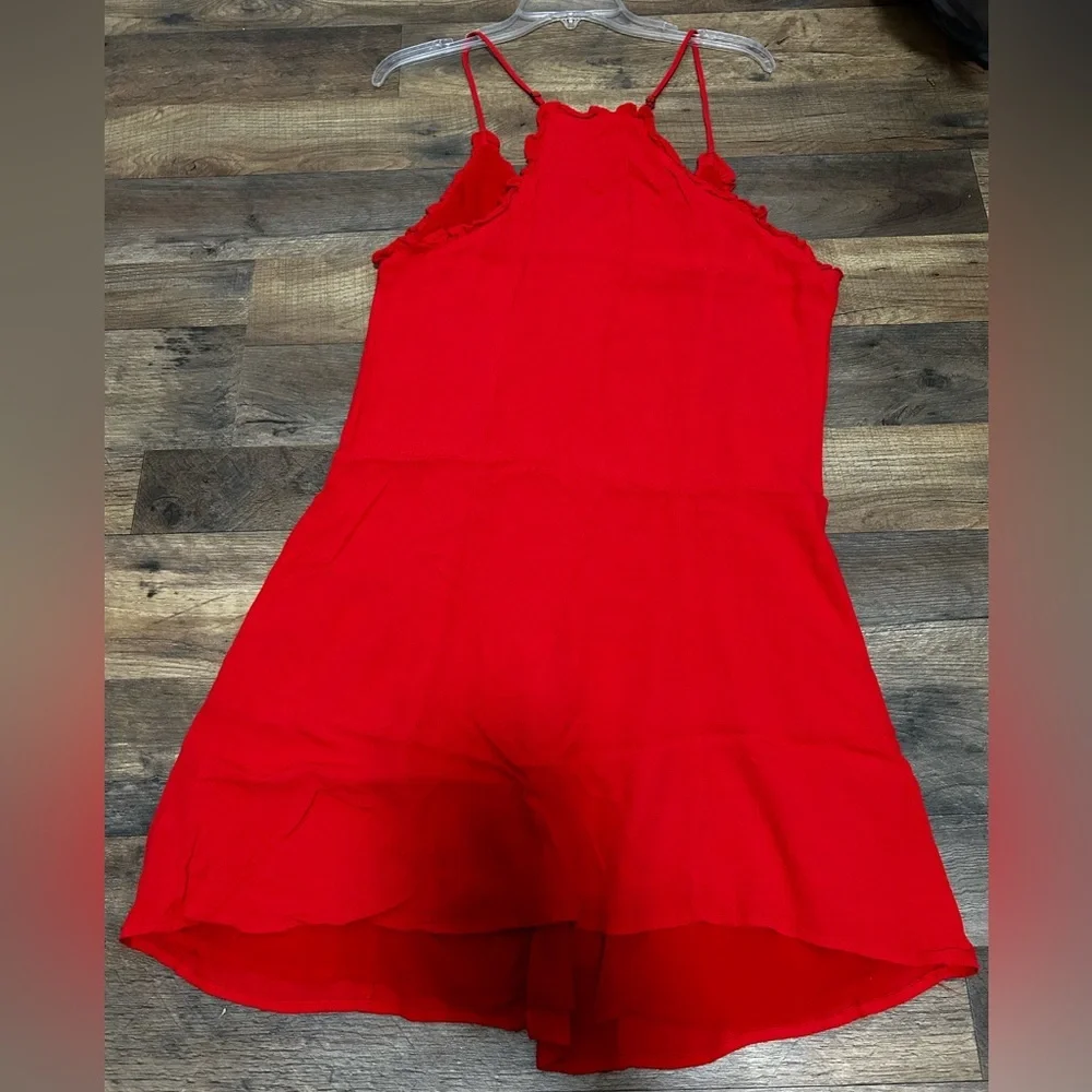 Miss Me Red Mini Dress with Button Front